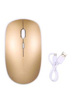 Buy Portable Wireless Mouse Gold/White in Saudi Arabia