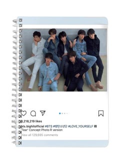 اشتري A5 BTS Themed Spiral Bound Notebook White/Blue/Black في السعودية