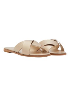 Buy Flat Slide Sandals Gold in UAE