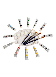 Buy 12 -Piece Acrylic Painting Color With 4 Brush And Palette Set Multicolour in UAE