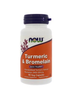 اشتري Turmeric And Bromelain Joint Health Dietary Supplement (2400 GDU/g) - 90 Veg Capsules في الامارات