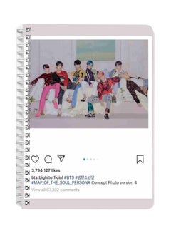 اشتري A5 BTS Printed Spiral Bound Notebook White/Pink/Black في السعودية