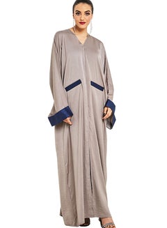 Buy Long Sleeve Abaya With Shayla Grey/Blue in UAE