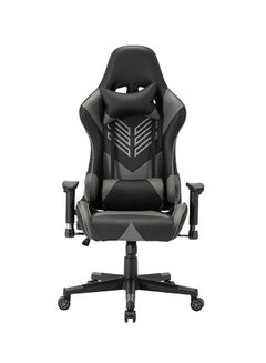 Buy Ergonomically Designed Super Comfort Gaming Chair With Headrest Pillow, Lumbar Cushion And Retractable Footrest Black/Grey 83x65x32cm in UAE