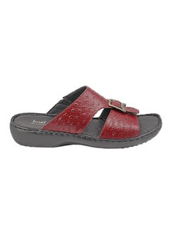 Buy Textured Arabic Sandals Bordo in UAE