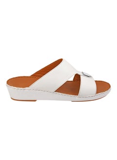 Buy Stitch Detail Buckle Embellished Sandals White in UAE