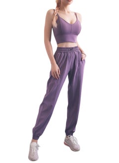 Buy Comfy Drawstring Joggers Purple in Saudi Arabia