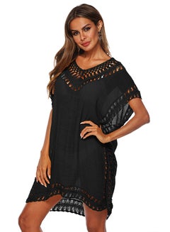 Buy Semi Sheer Hollow Out Cover Up Black in UAE