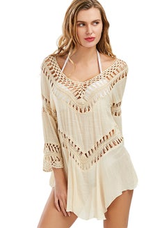 Buy Asymmetrical Hem Bikini Cover Up Beige in UAE