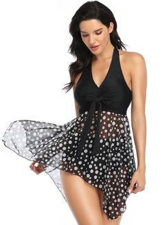 Buy Polka Dot Swimwear Set Black in Saudi Arabia