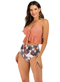 Buy Ruffle Detail Bikini Salmon in Saudi Arabia