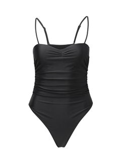 Buy Solid One-Piece Swimsuit Black in Saudi Arabia