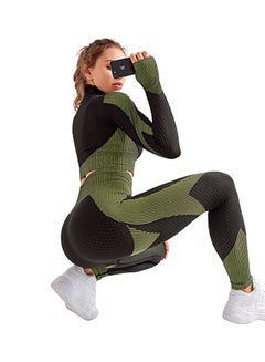 Buy Striped Sports Suit Set Green/Black in UAE