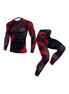 Buy Dot Detail Cycling Jersey Suit Set Red/Black in Saudi Arabia