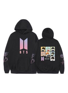 Buy BTS Cute Print Hoodie Black in UAE