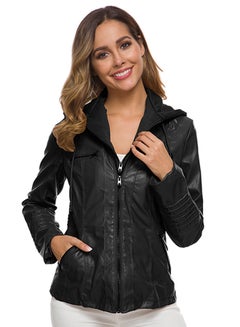 Buy Hooded Zip-Up Jacket Black in UAE