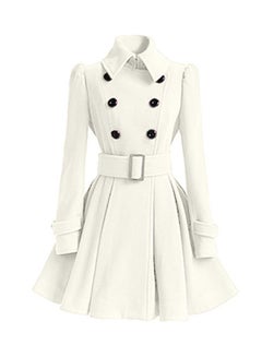 Buy Front Button Detail Belted Long Sleeve Mini Dress White in UAE