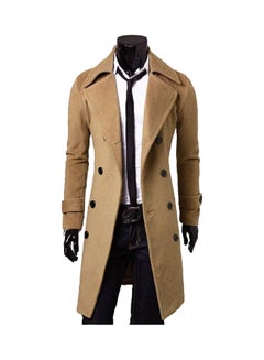 Buy Button Detail Trench Coat Khaki in Saudi Arabia