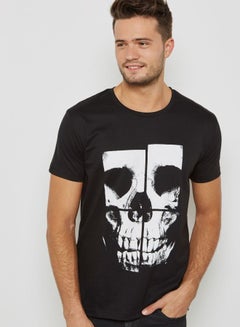 Buy Skull Printed T-Shirt Black/White in UAE
