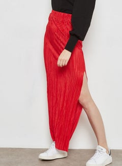 Buy Plisse Maxi Skirt Red in UAE