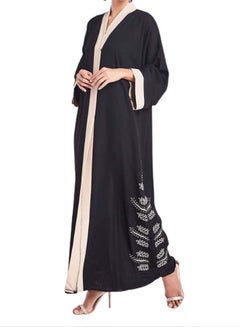 Buy Hand Embroidery Abaya Black/Beige in UAE