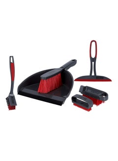 Buy 6-Piece Floor Cleaning Set Grey/Red in UAE