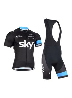 Buy Printed Bicycling T-Shirt And Pant Set Black/Blue in Saudi Arabia