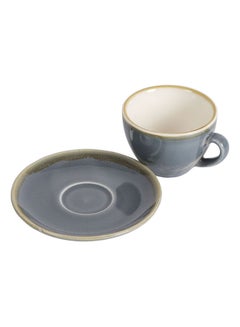 Buy Ceramic Coffee Cup And Saucer Set Blue 13x10.5x7.5cm in Saudi Arabia