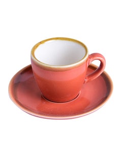 Buy Ceramic Cup And Saucer Orange 80ml in UAE