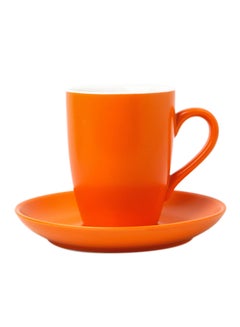 Buy Ceramic Cup And Saucer Set Orange 16.2x16.2x2.5cm in UAE