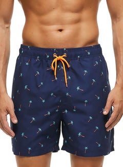 Buy Coconut Tree Printed Polyester Beach Pant Blue/Cyan/Yellow in Saudi Arabia