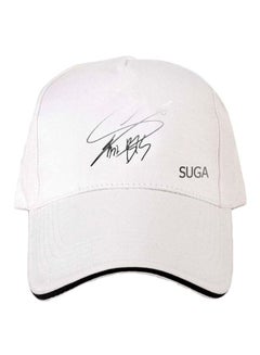 Buy BTS Suga Printed Baseball Cap White/Black in Saudi Arabia