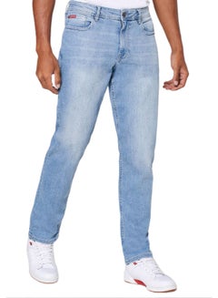 Buy Light Wash Straight Jeans Blue in UAE