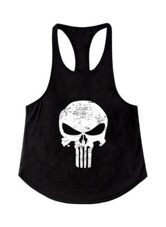 Buy The Punisher Skull Printed Y-Back Training Vest Black/White in UAE