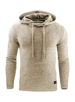 اشتري Textured Solid Hoodie Beige في السعودية