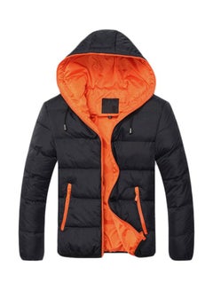 Buy Long Sleeves Padded Jacket Black/Orange in UAE