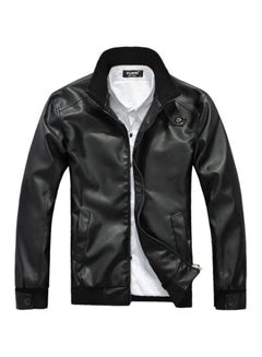 Buy Long Sleeves Motorcycle Jacket Black in Saudi Arabia