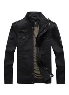 Buy Stand Collared Jacket Black in UAE