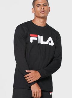 Buy Crew Neck Printed Long Sleeves T-Shirt Black/White/Red in Saudi Arabia