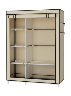 Buy Portable Fabric Canvas Wardrobe With Storage Cupboard Organiser Beige in UAE