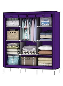 Buy Portable Fabric Canvas Wardrobe With Storage Cupboard Organiser Purple in Saudi Arabia