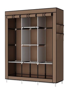 Buy Portable Fabric Canvas Wardrobe With Storage Cupboard Organiser Brown in Saudi Arabia