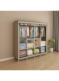 Buy Portable Clothing Wardrobe With Storage Cupboard  Organiser Beige 175x150x45cm in Saudi Arabia