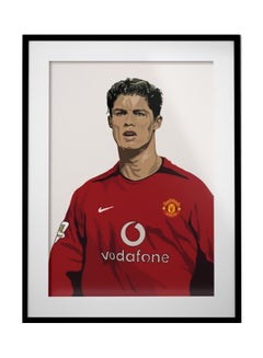 Buy Cristiano Ronaldo Manchester United Themed Framed Poster White/Red/Brown 30x40cm in Saudi Arabia