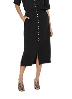 Buy Button Down Midi Skirt Black in Saudi Arabia