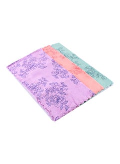 Buy 3-Piece Microfiber Kitchen Cleaning Towels Purple/Pink/Turquoise 30x30cm in Saudi Arabia
