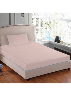 Buy Fitted Single Bedsheet With Pillowcover cotton Peach in UAE