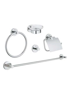 Buy 5 in 1 Essentials Master Bathroom Acessories Set Chrome NAcm in UAE