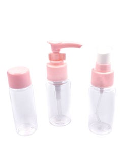 Buy 3-Piece Portable Plastic Storage Bottle Pink/Clear 13x3x19cm in Egypt