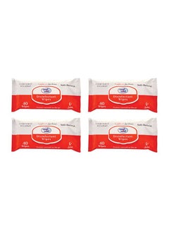 Buy Antibacterial Disinfectant Wipes 40's Pack Of 4 White in UAE